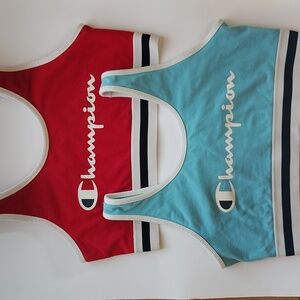 Champion Crop Tank Tops — Aqua & Red